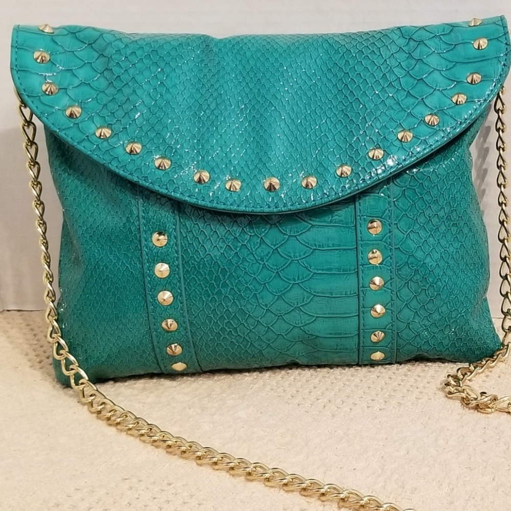 Steve Madden Green Gold Studs Crossbody Handbag